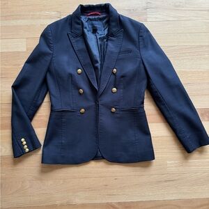 Banana Republic Navy Double Breasted Blazer with Gold Buttons - Size 8.